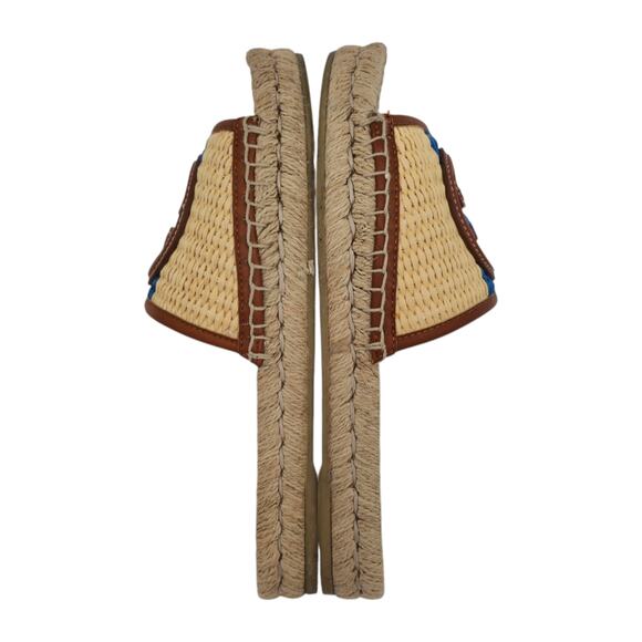 Gucci GG Adela Raffia Espadrille Slide Flat Sandal Size 37 US 7 Beige Brown Red - Picture 9 of 10